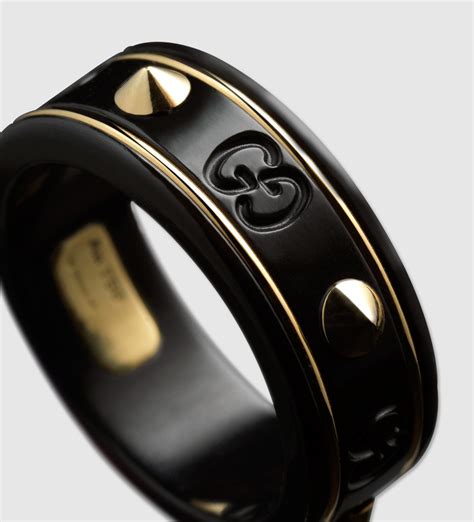 gucci icon blsm ring 4mm|Gucci 8ct Yellow Gold Icon Black Corundum 4mm Ring size 7 1/4 .